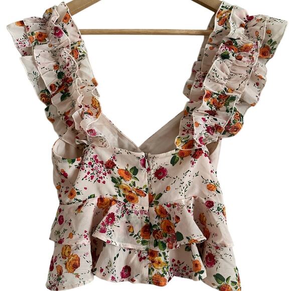 House of Harlow 1960 x Revolve Floral Ruffle Crop Top NWOT Small - Picture 2 of 7